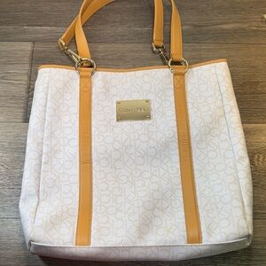 Calvin Klein Cream and Tan Women's Tote Bag